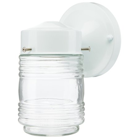 NUVO LIGHTING 1-Light 6-Inch Porch Wall Fixture, White Mason Jar with Clear Glass 60/112
